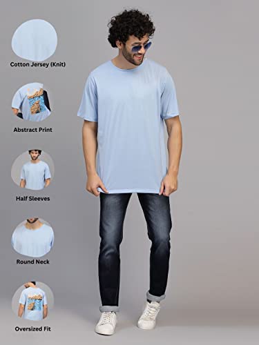 Image of Rigo Back Printed Half Sleeves Round Neck Oversized T-Shirt for Men | Drop Shoulder T-Shirt for Men | Loose Baggy Fit T-Shirt for Men