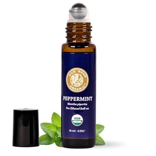 Silk Road Organic Peppermint Essential Oil Roll On, USDA Certified,