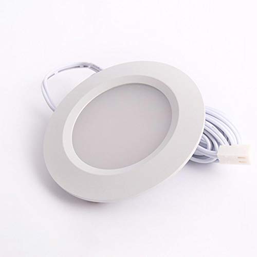 2 luces LED para gabinete, 12 V de bajo voltaje, Downlights ocultos LED ultrafinos, luces LED para gabinete de cocina, cable de terminal de 2 m ( frío)
