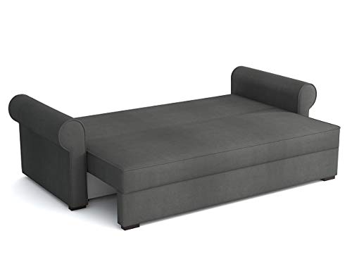 Schlafsofa Olimpia Cord, Bettsofa mit abgerundete Armlehnen, Sofa mit Bettkasten und Schlaffunktion, Couchgarnitur, Schlafcouch, Sofagarnitur, Wohnlandschaft, Beste Qualität (Poso 01) – Bild 5