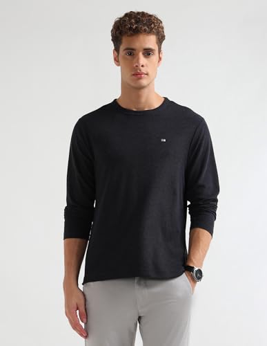 Image of Arrow Sport Men's Textured Pure Cotton T-Shirt