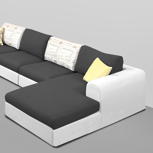 Image of Casaliving Badger RHS 6 Seater L Shape Sofa Set for Living Room (Black Grey Fabric) Premium Fabric Sofa