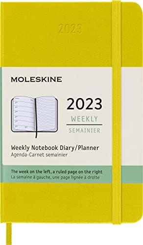 Moleskine Weekly Planner 2023, 12-Month Weekly Diary, Weekly Planner and Notebook, Hard Cover, Pocket Size 9 x 14 cm, Colour Hay Yellow
