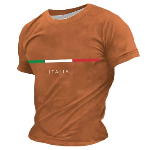 Duohropke Camiseta de manga corta para hombre, diseño de bandera de Italia, camiseta deportiva de fútbol, camiseta de entrenamiento de verano, cuello redondo, camiseta de culturismo, camiseta de manga