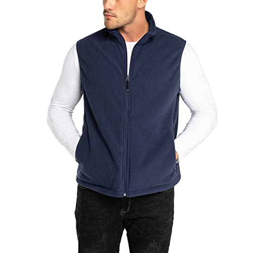 33,000ft Men's Fleece Vest, Lightweight Warm Zip Up Polar Vests Outerwear with Zipper Pockets, Sleeveless Jacket for Winter