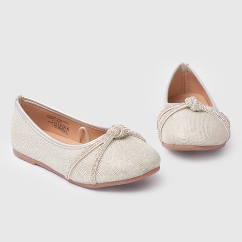 Image of toothless Kids Girls Belly Shoes | Shimmer Ballerinas with Rhinestone Detail | Comfortable Slip-On Ballet Flats, Festive Occasions & Weddings
