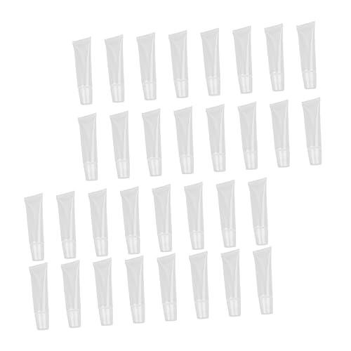 TOVINANNA 60pcs Lip Gloss Tube Clear Lip Balm Cosmetic Container Squeeze Lip Gross Empty Lip Gloss Balm Tubes Empty Refillable Tubes Mini Containers Packing Tubes Filling White Oblique Mouth