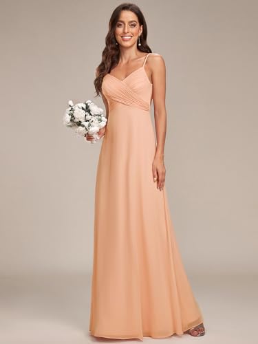 Image of Ever-Pretty Women's Summer Backless Spaghetti Strap Chiffon Bridesmaid Dresses Empire Waist Formal Wedding Guest Dress