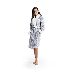 INK+IVY Plush Kimono Belted Robe for Women – Mid-Length Ladies Bathrobe Loungewear with Pocket, Collar & Cuff, Printed…
