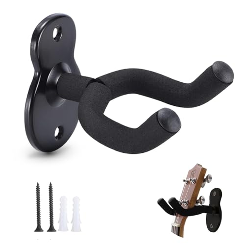 Wandhalterung Gitarre Gitarrenhalter für die Wand - Universal Gitarren-Wandhalter Schwarz Geeignet für Akustikgitarre klassische Gitarre Bass E-Gitarre alle Saiteninstrumente Gitarren-Wandhalterung