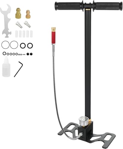 PCP Gun Pump 3 Stage Hand Pump 6000 PSI High Pressure Stirrup Pump with High grade stainless steel for PCP Cylinder Airgun Rifle Scuba Tank Paintball