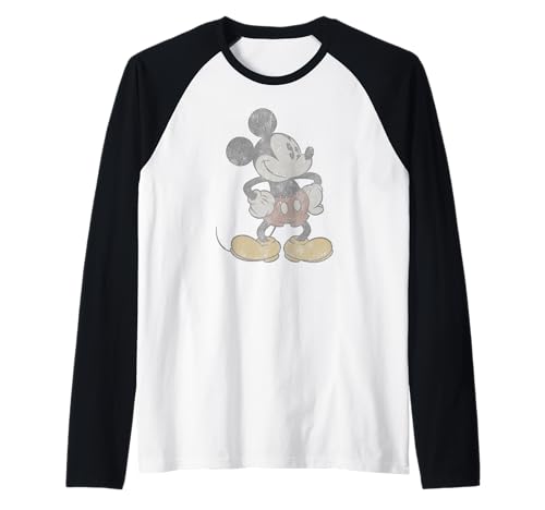 T-shirt baseball raglan Mickey Mouse Disney pour homme et femme style vintage