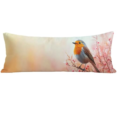 Taie de traversin 145 cm en velours doux imprimé oiseaux chic