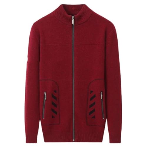 Vsadsau Men Wool Zipper Sweater Stand Collar Cardigan Sweater Thick Knitted Warm Long Sleeve Jumpers2