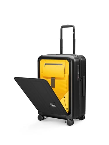 Image of EUME Cabin Pro Luggage Trolley for Travel 57cm, Cabin Bag | Trolley Bag Small for Luggage| with Laptop Sleeve | 100% Polycarbonate (PC) 8 SilentRun Hinomoto Wheels, Charcoal Black