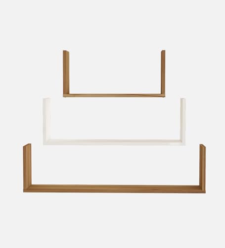Image of Kite Multipurpose Modular Wall Racks /Shelves /Organiser /Decor Particle Board Wall Shelf (Number of Shelves - 3, Beige, White)