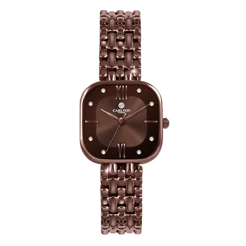 Image of Carlton London Chelsea Women Stainless Steel Analog Watch | Silver Waterproof Watches for Women Girls Ladies | Luxury Square Watch | Fashionable Trendy Quartz Movement Wrist Watch