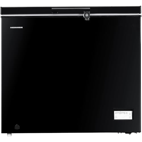 HEINNER HCF-205NHBKE++ Gefrierschrank – 205 L Nutzvolumen, No-Frost-Technologie, Energieeffizienzklasse E, LED-Innenbeleuchtung, Verstellbare Fächer, Reversible Türen, Schwarzes, 5 Jahre Garantie