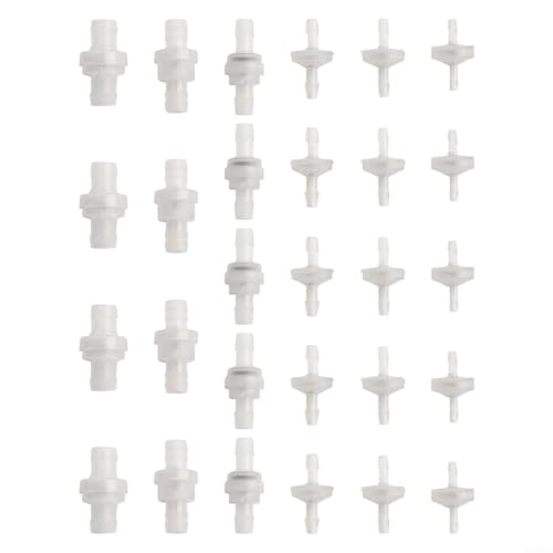 SMZhomeone Kit de válvula de retención de 28 piezas, válvulas antirretorno para líneas de aire, gas y vacío, cuerpo de PVDF con diafragma de silicona, tamaños de 1/8 a 1/2 pulgadas, grado industrial