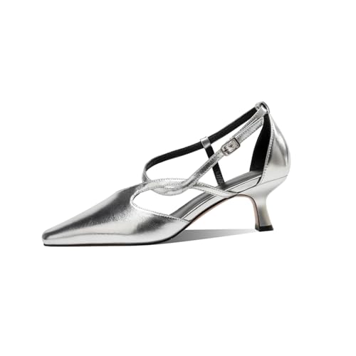 TinaCus Genuine Leather Adjustable Belt Buckle Handmade Mid Heels Women's Stylish Pumps Shoes2