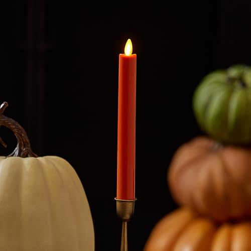 Image of Luminara - Flameless Battery Operated Taper Candle - Harvest Pumpkin - Pack of 1-1x9.5 - LED Flickering Flame - Realistic Safe for Home Kids and Pets