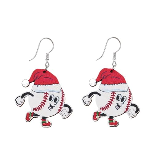 Boucles d'oreilles Père Noël hypoallergéniques en bois pour oreilles sensibles