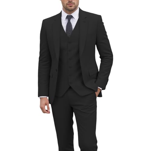 Men's 3-Piece Suits Fit Dress Suit Jacket Blazer Pants Vest Set Regular Wedding Tuxedos