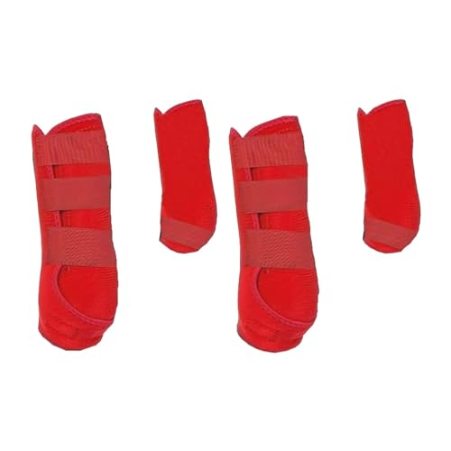 Yiju 4X Horse Boots Leg Wraps for Front and Rear Legs Support in Jumping and Riding, red