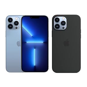 Apple iPhone 13 Pro Max (256 GB) – Sierrablau mit Leder Case mit MagSafe (für iPhone 13 Pro Max) – Mitternacht