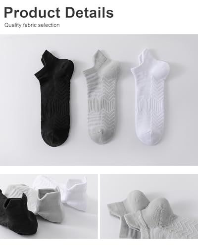 Anti-Slip Ankle Socks 6 Pairs - Men's/Women's Cushioned Athletic Socks with Arch Support & Breathable Mesh for Gym3