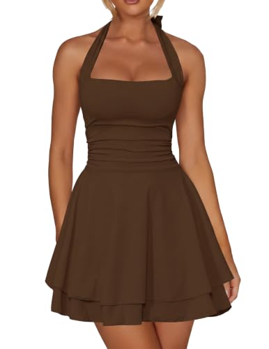 Image of Kaximil Women's Sexy Halter Ruffle Hem Mini Dress