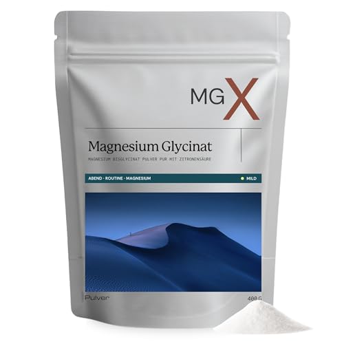 NEU MGX Magnesium Bisglycinat Pulver NEUTRAL [400g] - Magnesiumbisglycinat Pulver mit Neutralem Geschmack 2100 + mg Magnesium