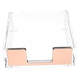 AUTSUPPL Transparenter Memo Pad Halter Roségold Notizzettelspender mit Büroklammerfach Schreibtisch Organizer für Notizen Visitenkarten und Kleine Büroartikel Kompakt und Kratzfest