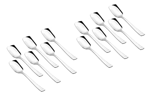 SHAPES Arctic Gleen Steel Silver Ice Cream Spoon Set of 12 Pieces | Ice Cream Spoon, Frozen Desserts | Rust-Resistant, Dishwasher Safe, Elegant Design