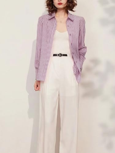 Image of Women Shirt||Women Relaxed Fit Vertical Striped Spread Collar Cotton Casual Shirt (S-12-19)