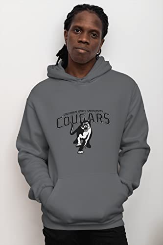 CreateMyTee | Columbus State University Cougars Grey Hooded Sweatshirt3