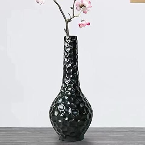 TaoTaoChong Modern Ceramic Vase Handmade Decorative Home Accessories Black Flower Vases for Living Room Table Decor, 19cm Tall Cover