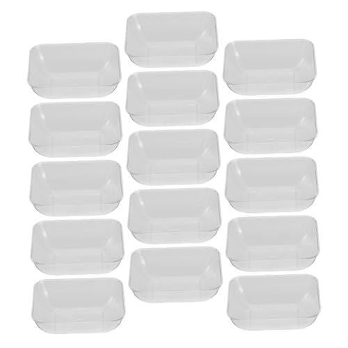 EXQUIMEUBLE 100個 入り長方形使い捨てプラスチック皿 軽量 な調味料トレイ 家 飲食店用食品保存皿 コンパクト持ち運び便利