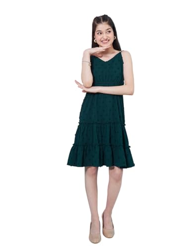 Robe moulante et évasée en georgette Pspeaches fille vert