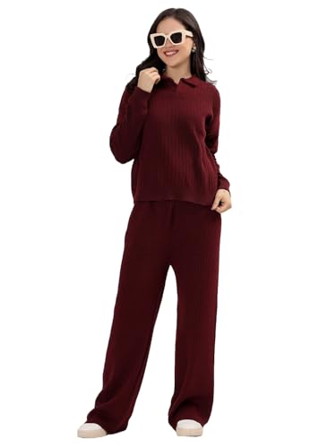 Kvetoo Winter Cord Set for Women Ribbed Knit Tracksuit Pajama Set...