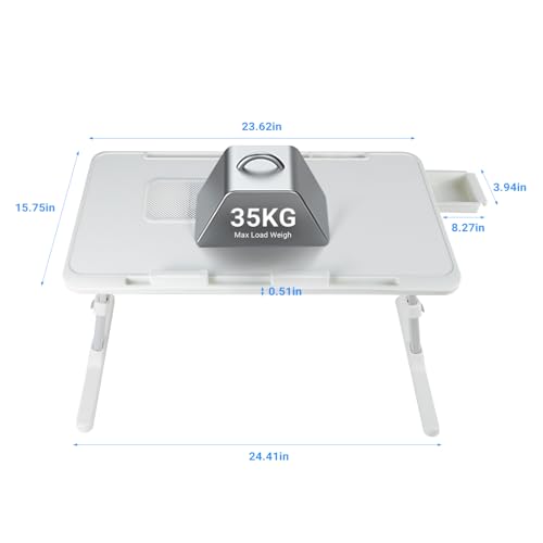 Image of iXTRA Adjustable Laptop Lap Desk with Cooling Fan USB Light for Adults 60x40cm,White