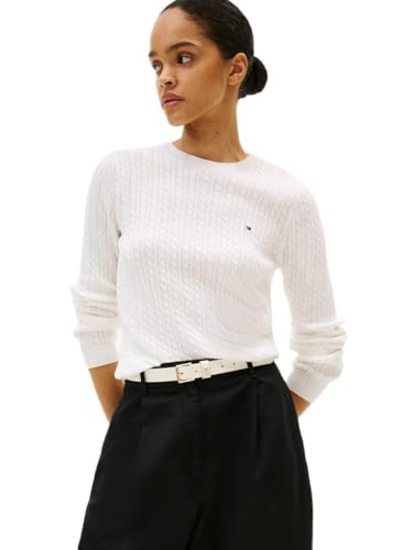 Tommy Hilfiger Women's Cable Knit Sweater, Ecru, Medium