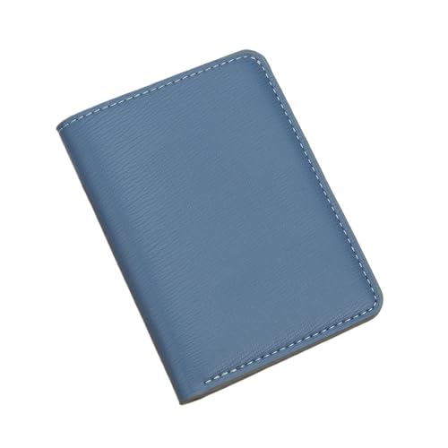 PU Short Wallet Women's ID Card Holder Multi Slot Coin Purse(Blue)