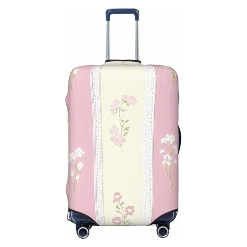 Striped Flower Elastic Travel Luggage Cover, Washable Spandex Suitcase Protector, Anti-Scratch Fits 18-32 Inch