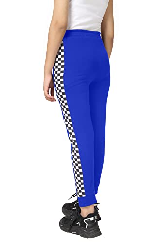 Image of KYDA KIDS Girls 100% Cotton Chess Print Track Pants | Elastic Waist Regular Fit | Soft Breathable Kids Casual Wear with Side Pockets Multicolor (Pack of 1)