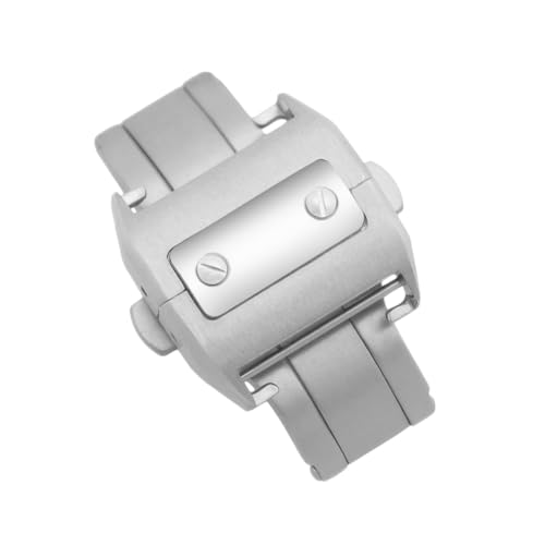 Bracelet montre Cartier Santos 100 en cuir argenté d'exception et acier 18 mm