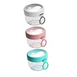 Tasses à dessert avec couvercles et cuillères : lorsque vous l'utilisez, il vous suffit d'accrocher l'anneau circulaire avec votre doigt pour le sortir, pas besoin de le mettre dans votre ou votre à main, tasse de petit-déjeuner à l'avoine