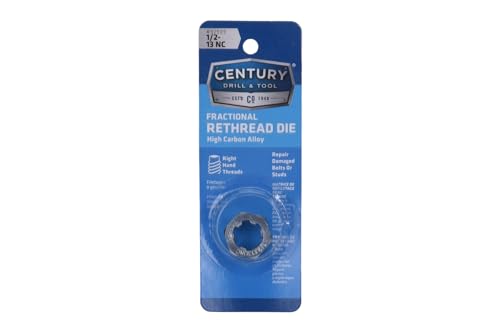 Image of Century Drill & Tool 92909 Fractional Right Hand Rethreading Die, 1 /2-13 NC | 3 /4 inch across flats, external thread cutting, thread restoration