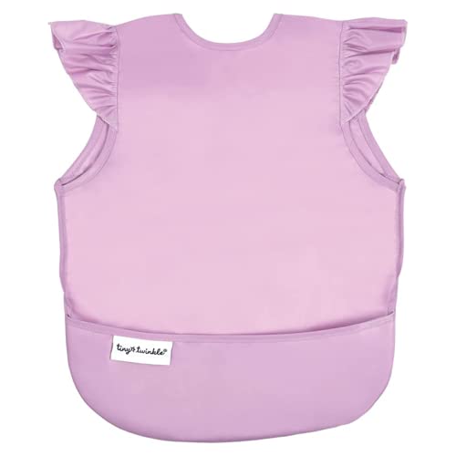 Image of Tiny Twinkle Mess Proof Baby Bib for Girls | Waterproof Toddler Bib for Eating | Baby Apron for Feeding | Machine Washable | Perfect Shower Gift (Lilac, Small 6-24 Months)