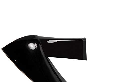 TinaCus Women's Handmade Glossy Patent Leather Pointed Toe High Block Heel Slip On Modern Pumps with Bowknot and Litter Flower Decor4